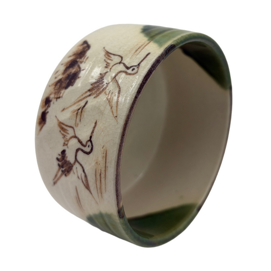 Vintage Chawan Kraniche Oribe