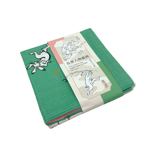 Furoshiki mit Choju Giga Tiermotiven – Zweifarbig Grün/Rot