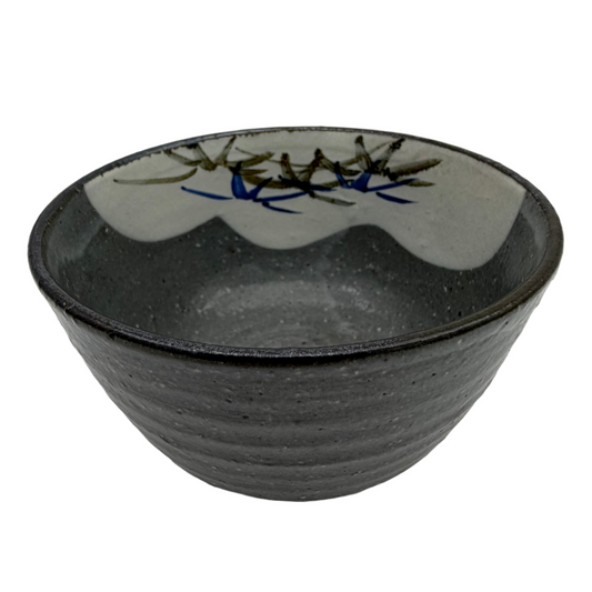 Vintage Chawan blauer Bambus